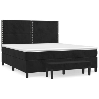 Giroletto a Molle con Materasso Nero 160x200 cm in Velluto