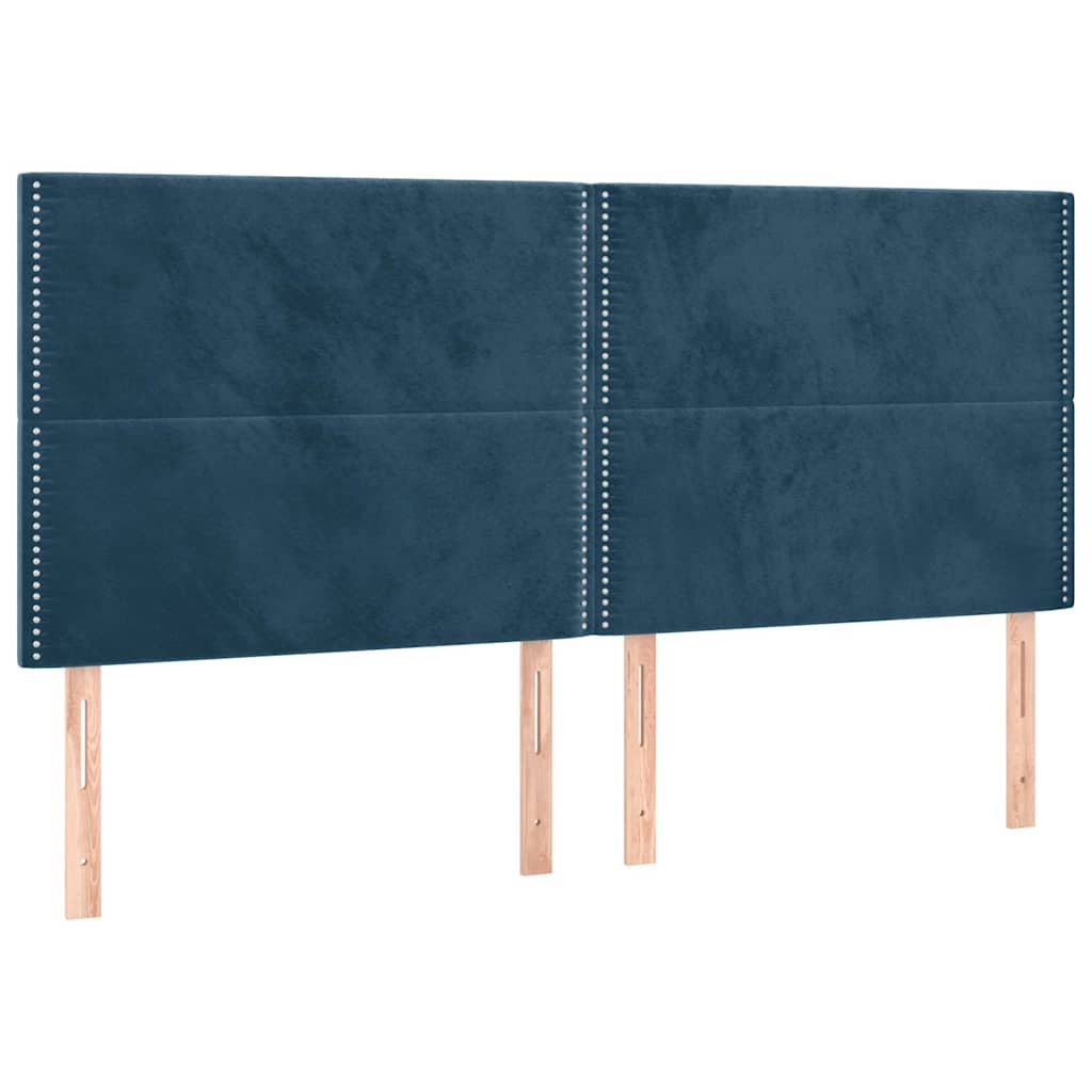 Giroletto a Molle con Materasso Blu Scuro 160x200 cm in Velluto