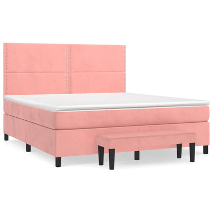 Giroletto a Molle con Materasso Rosa 160x200 cm in Velluto