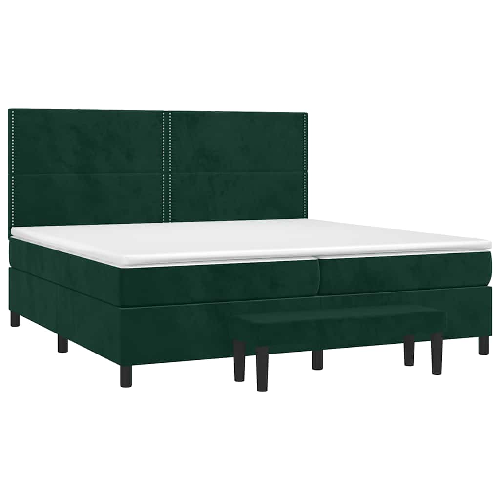 Giroletto a Molle con Materasso Verde Scuro 200x200 cm Velluto