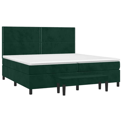 Giroletto a Molle con Materasso Verde Scuro 200x200 cm Velluto