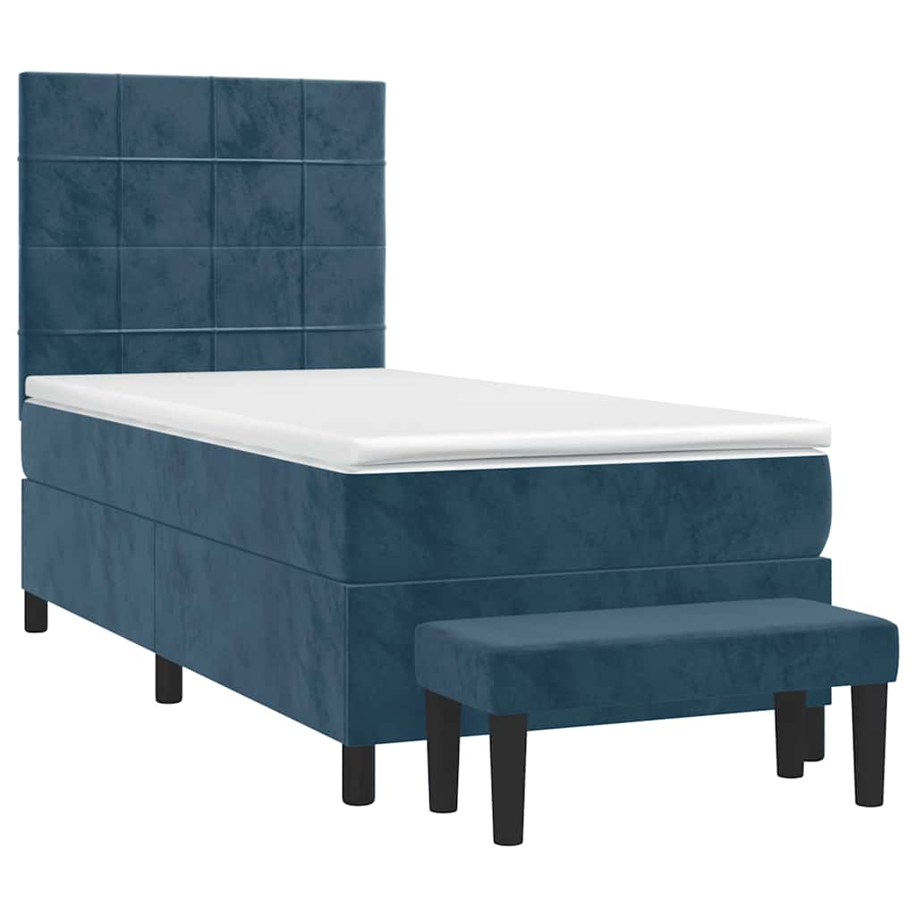 Giroletto a Molle con Materasso Blu Scuro 80x200 cm in Velluto | homemem39