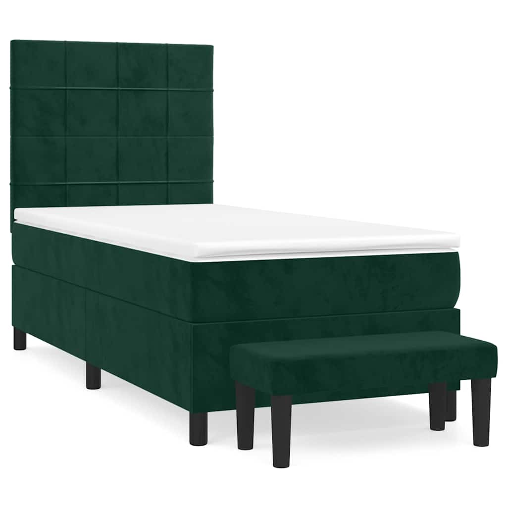 Giroletto a Molle con Materasso Verde Scuro 90x190 cm Velluto | homemem39