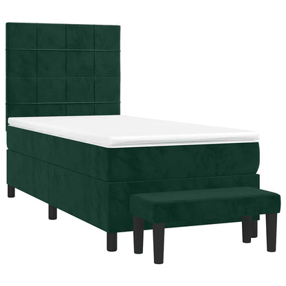 Giroletto a Molle con Materasso Verde Scuro 90x190 cm Velluto