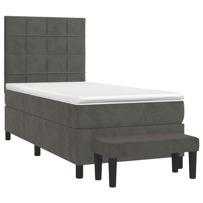 Giroletto a Molle con Materasso Grigio Scuro 100x200 cm Velluto