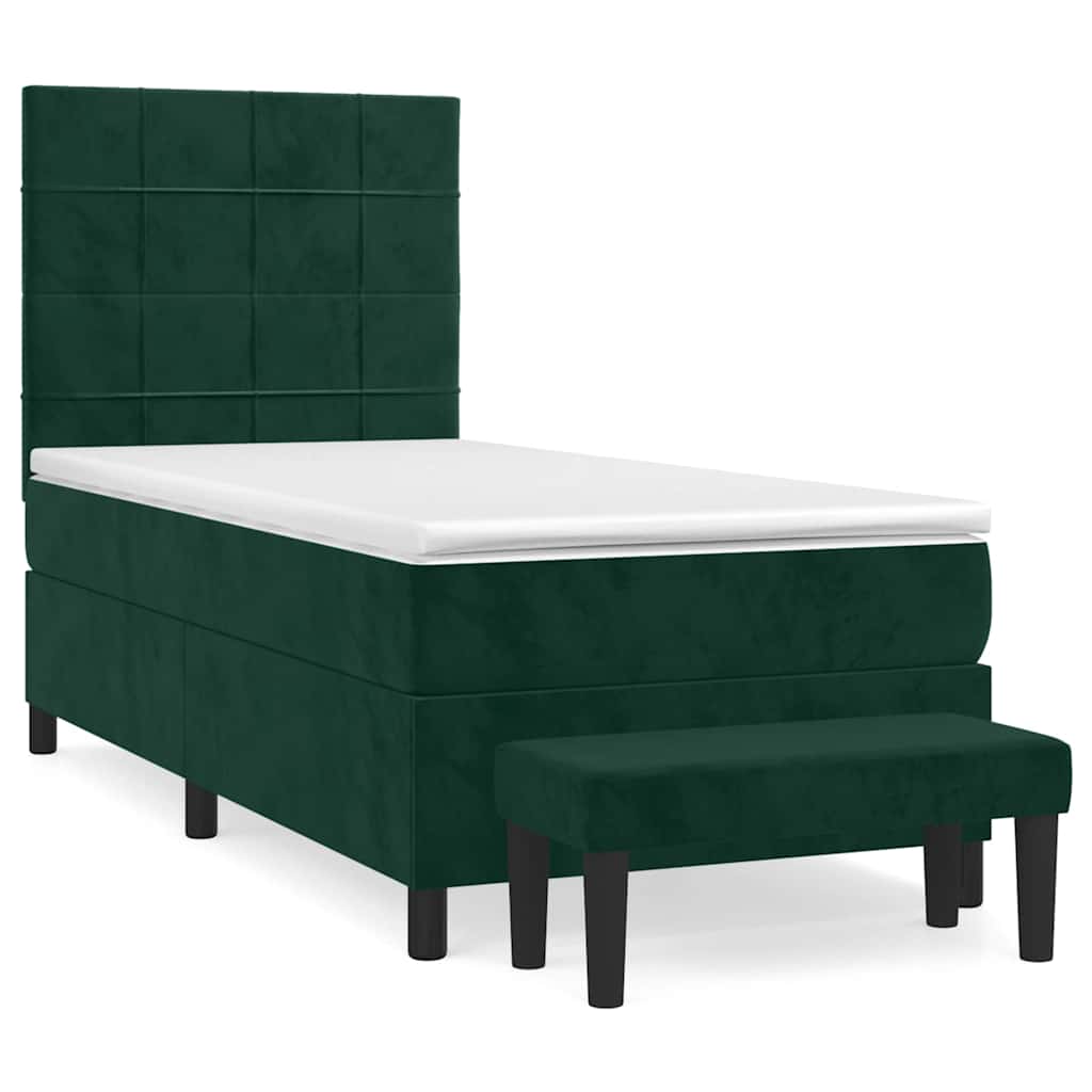 Giroletto a Molle con Materasso Verde Scuro 100x200 cm Velluto