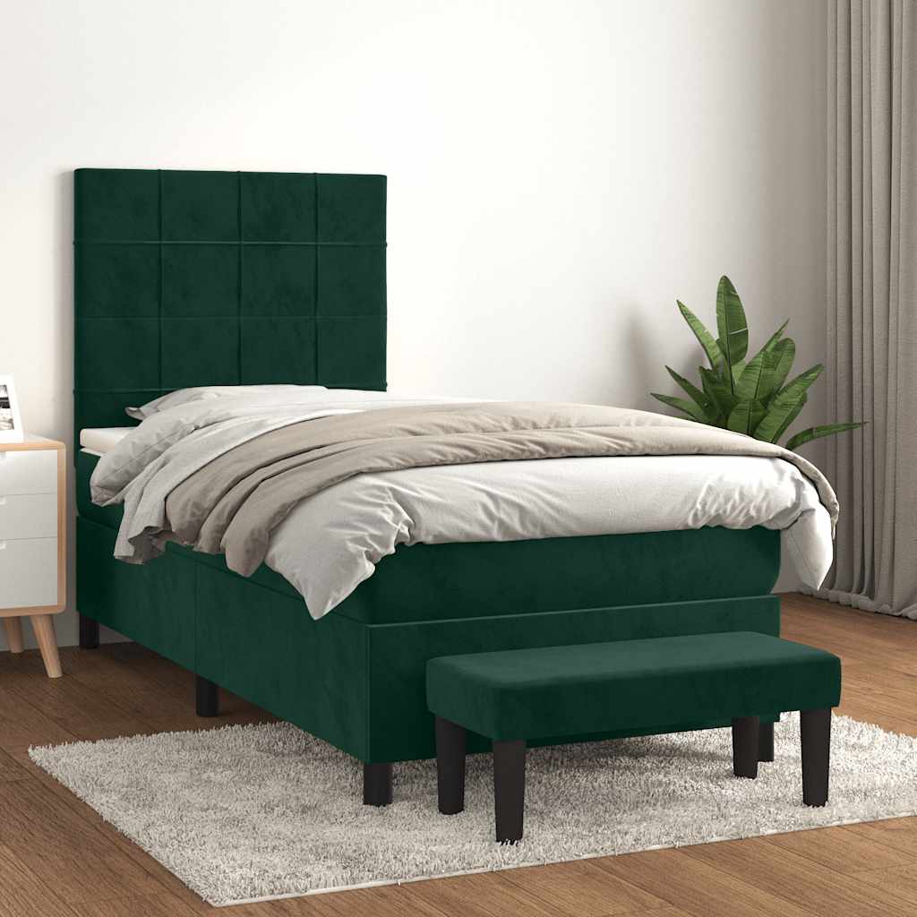 Giroletto a Molle con Materasso Verde Scuro 100x200 cm Velluto