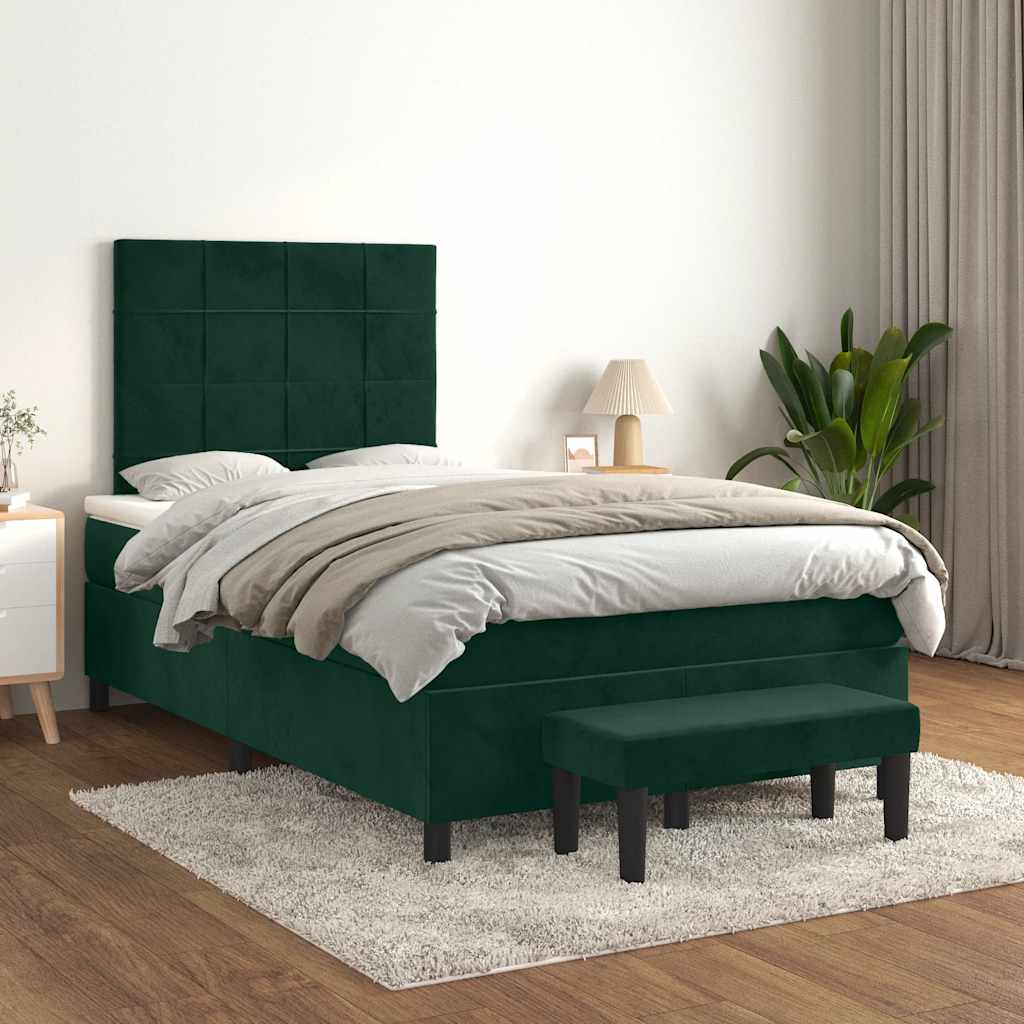 Giroletto a Molle con Materasso Verde Scuro 120x200 cm Velluto | homemem39