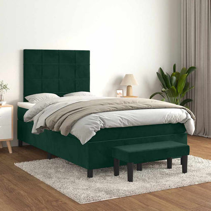 Giroletto a Molle con Materasso Verde Scuro 120x200 cm Velluto | homemem39