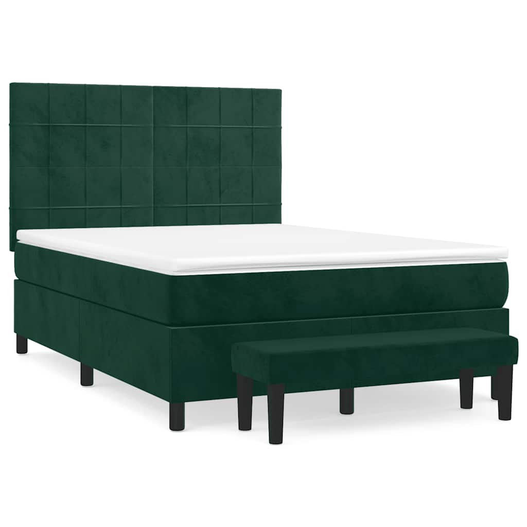 Giroletto a Molle con Materasso Verde Scuro 140x190 cm Velluto | homemem39