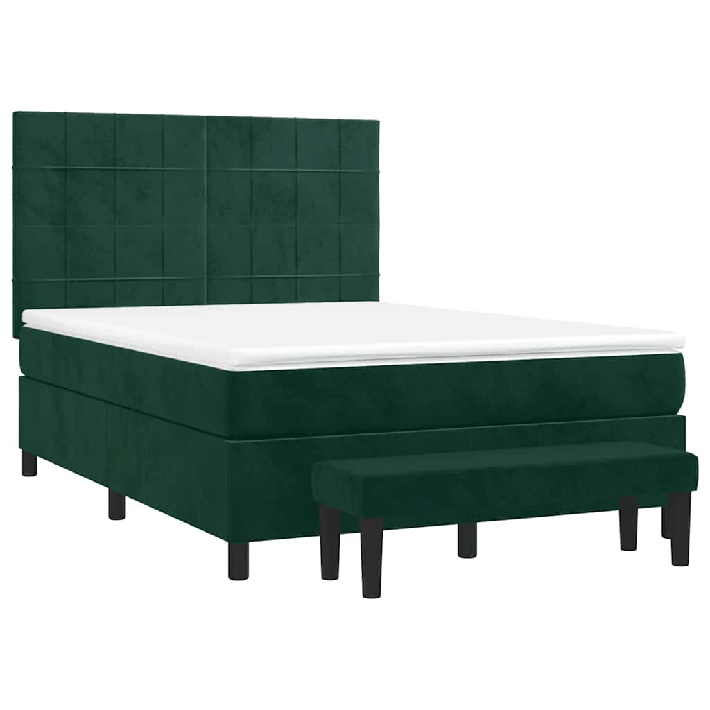 Giroletto a Molle con Materasso Verde Scuro 140x190 cm Velluto | homemem39