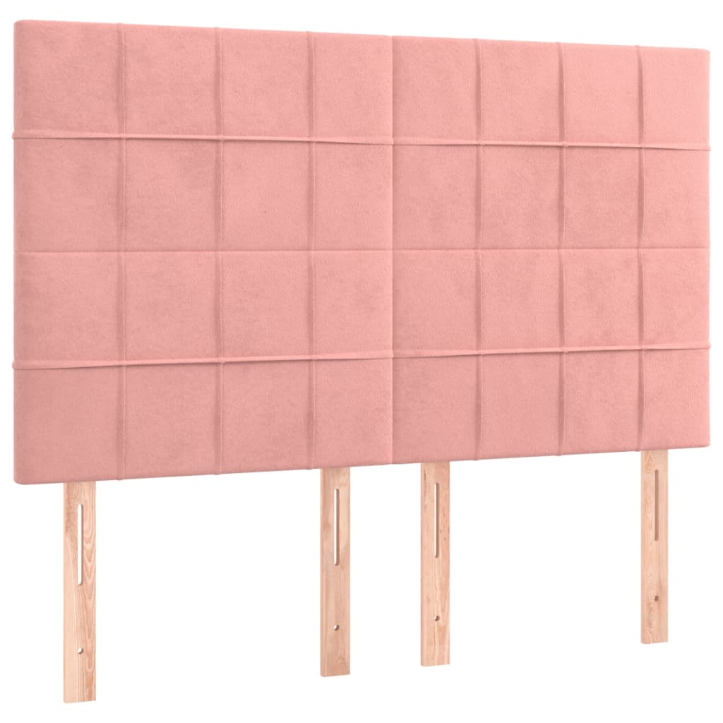 Giroletto a Molle con Materasso Rosa 140x190 cm in Velluto | homemem39