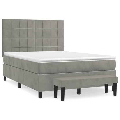 Giroletto a Molle con Materasso Grigio Chiaro 140x200cm Velluto