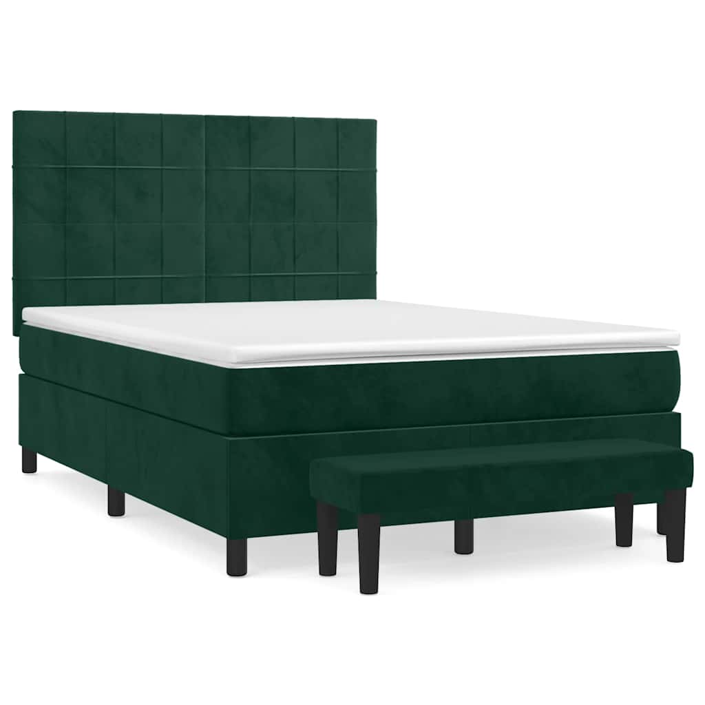 Giroletto a Molle con Materasso Verde Scuro 140x200 cm Velluto | homemem39