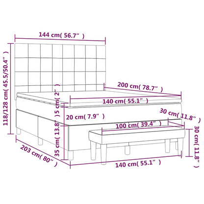 Giroletto a Molle con Materasso Blu Scuro 140x200 cm in Velluto | homemem39