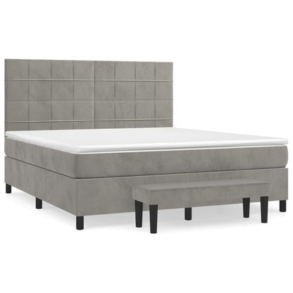 Giroletto a Molle con Materasso Grigio Chiaro 160x200cm Velluto