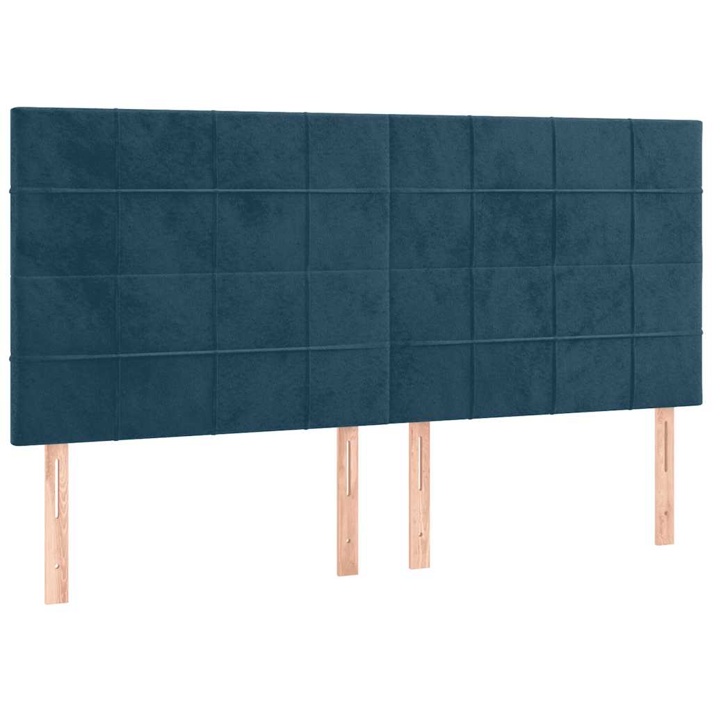 Giroletto a Molle con Materasso Blu Scuro 160x200 cm in Velluto