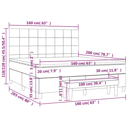 Giroletto a Molle con Materasso Rosa 160x200 cm in Velluto