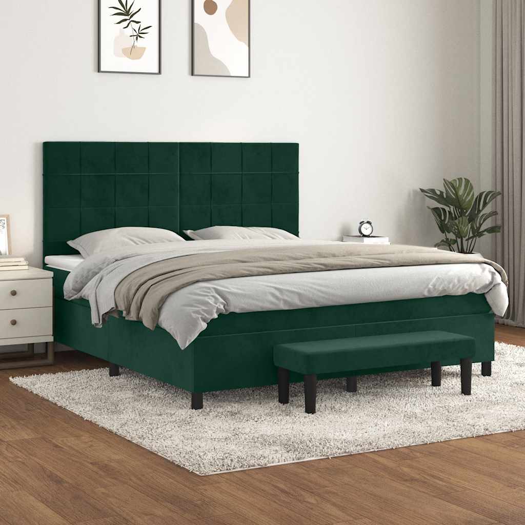 Giroletto a Molle con Materasso Verde Scuro 180x200 cm Velluto | homemem39