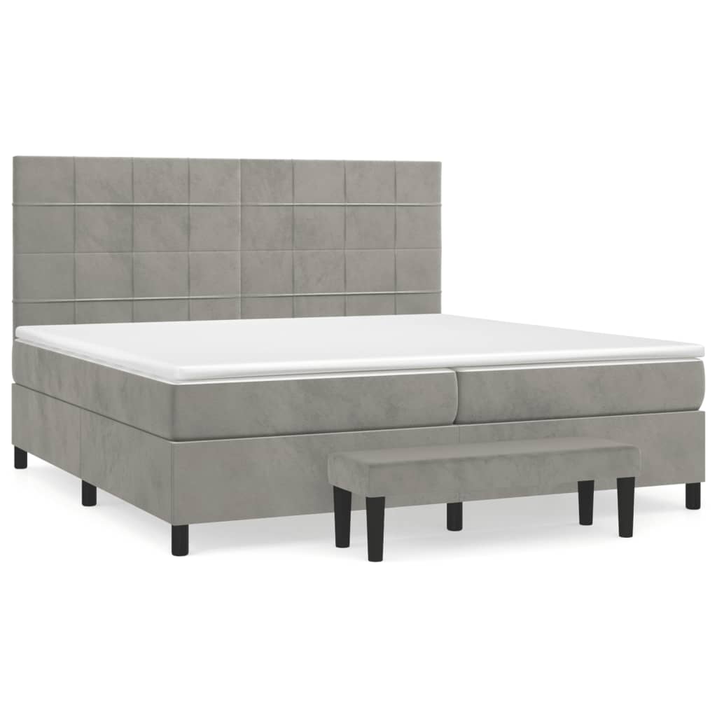 Giroletto a Molle con Materasso Grigio Chiaro 200x200cm Velluto | homemem39