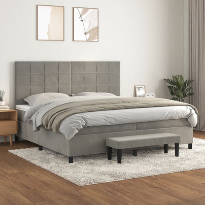 Giroletto a Molle con Materasso Grigio Chiaro 200x200cm Velluto | homemem39
