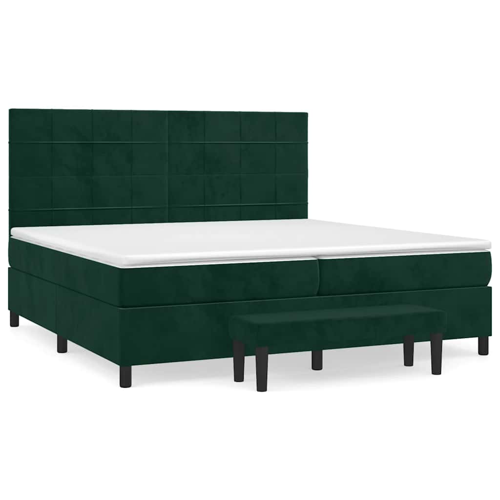 Giroletto a Molle con Materasso Verde Scuro 200x200 cm Velluto | homemem39