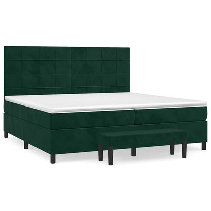 Giroletto a Molle con Materasso Verde Scuro 200x200 cm Velluto