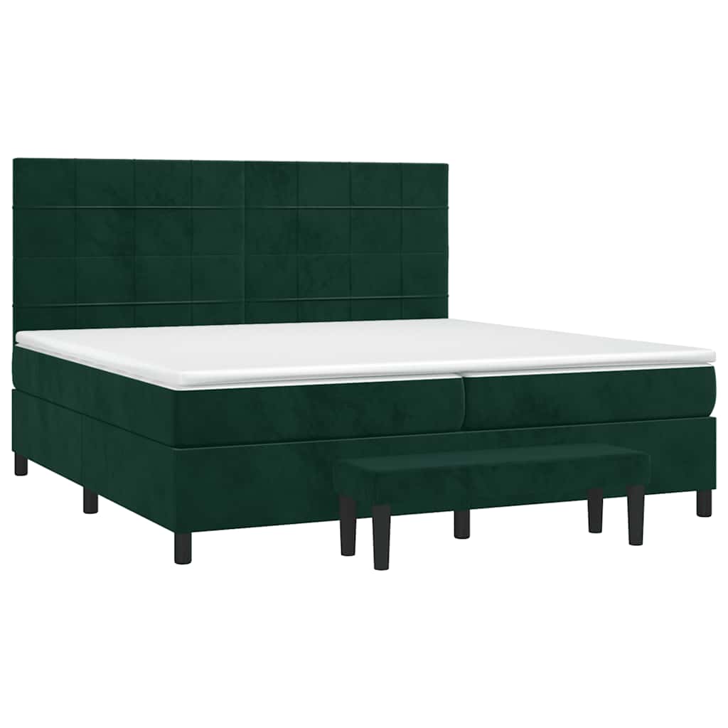 Giroletto a Molle con Materasso Verde Scuro 200x200 cm Velluto