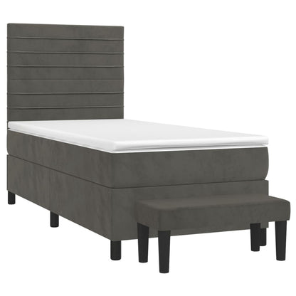 Giroletto a Molle con Materasso Grigio Scuro 80x200 cm Velluto