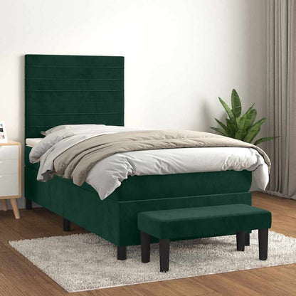 Giroletto a Molle con Materasso Verde Scuro 80x200 cm Velluto | homemem39