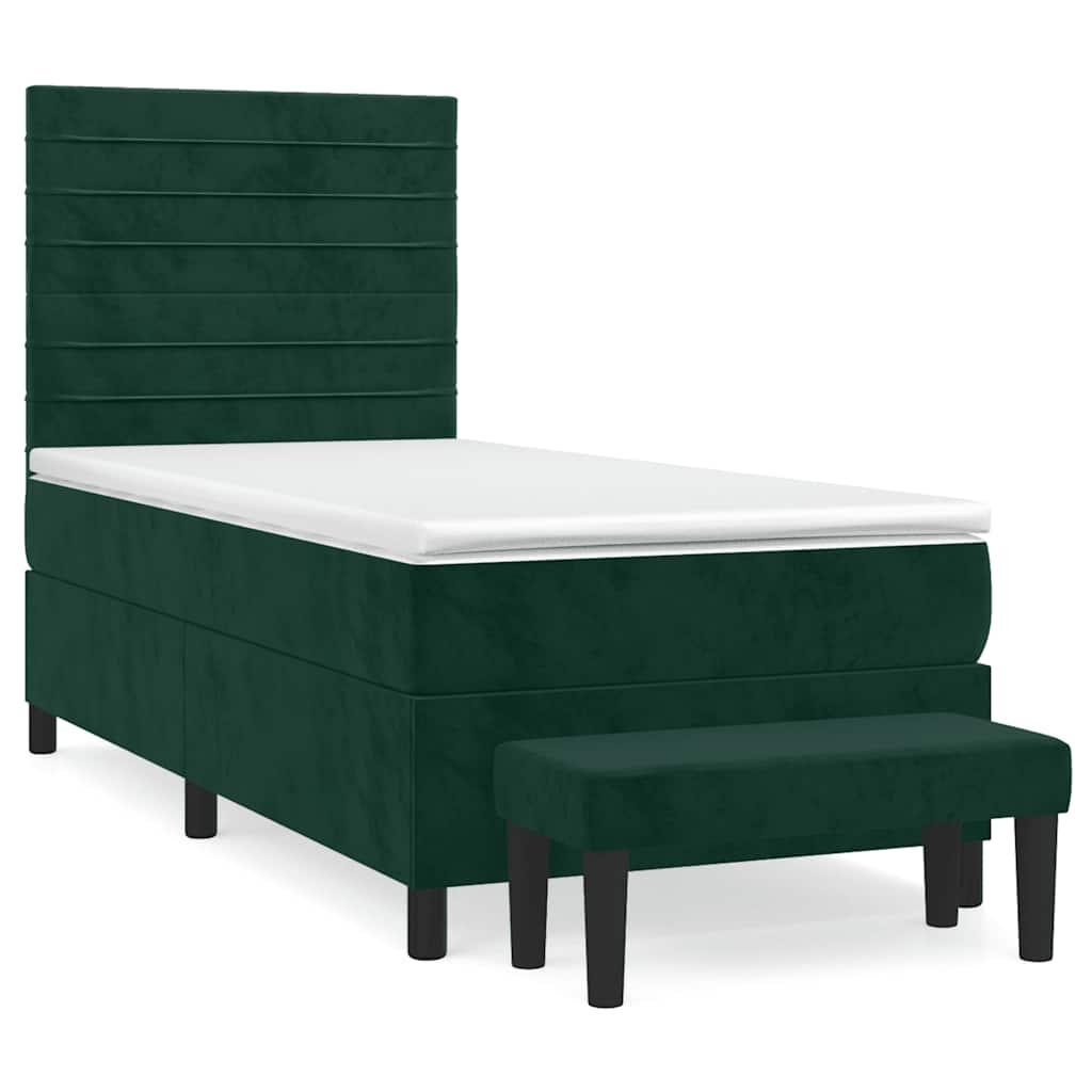 Giroletto a Molle con Materasso Verde Scuro 90x190 cm Velluto