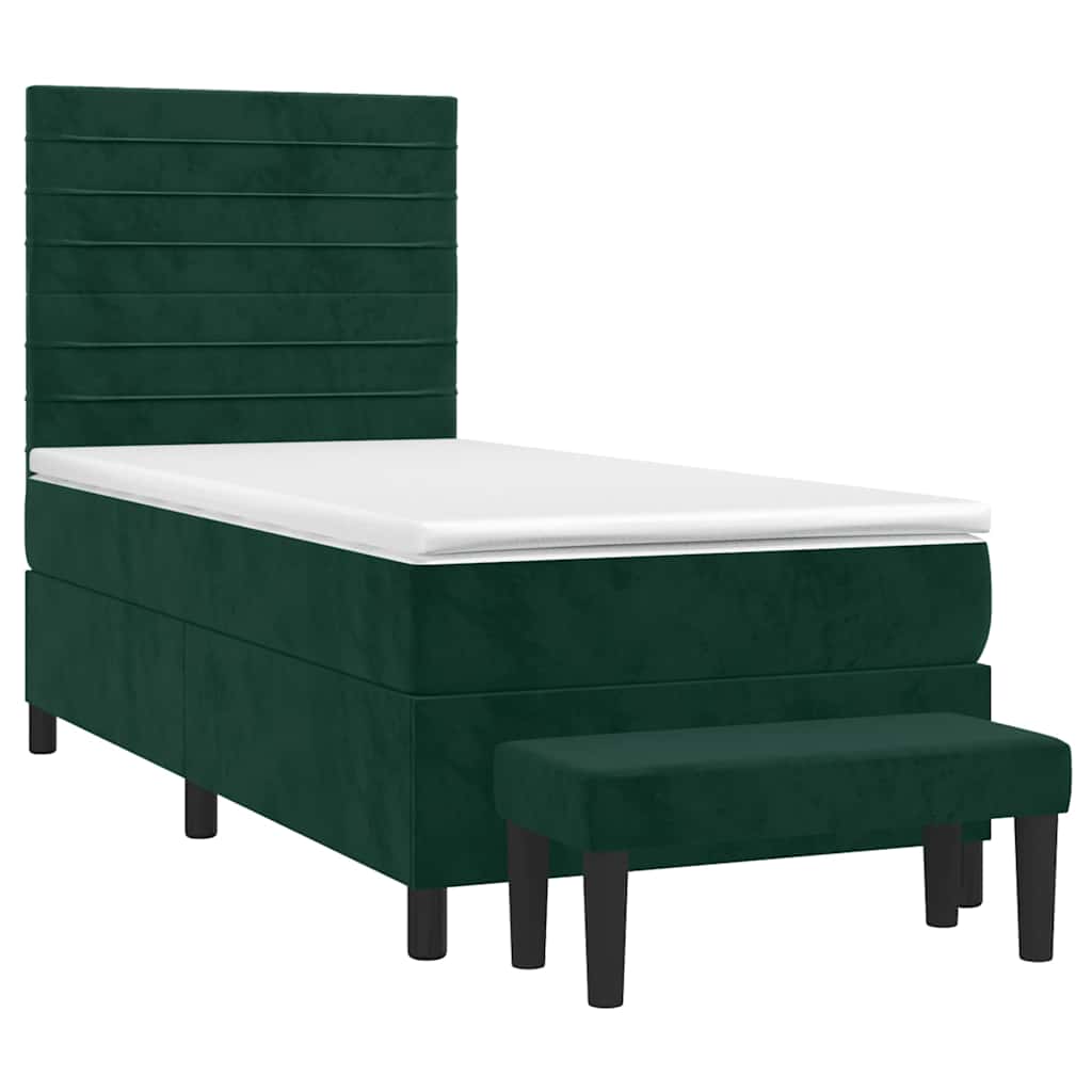 Giroletto a Molle con Materasso Verde Scuro 90x190 cm Velluto | homemem39
