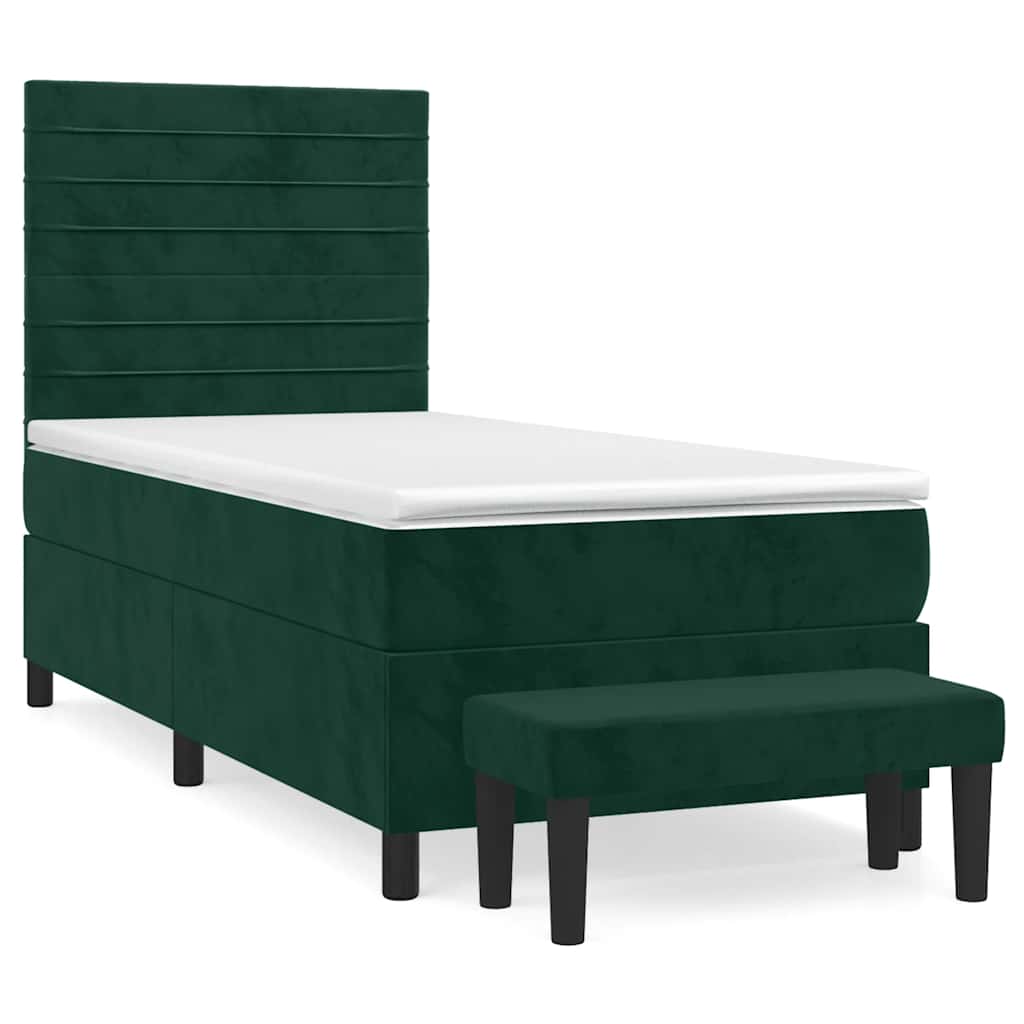 Giroletto a Molle con Materasso Verde Scuro 90x200 cm Velluto | homemem39