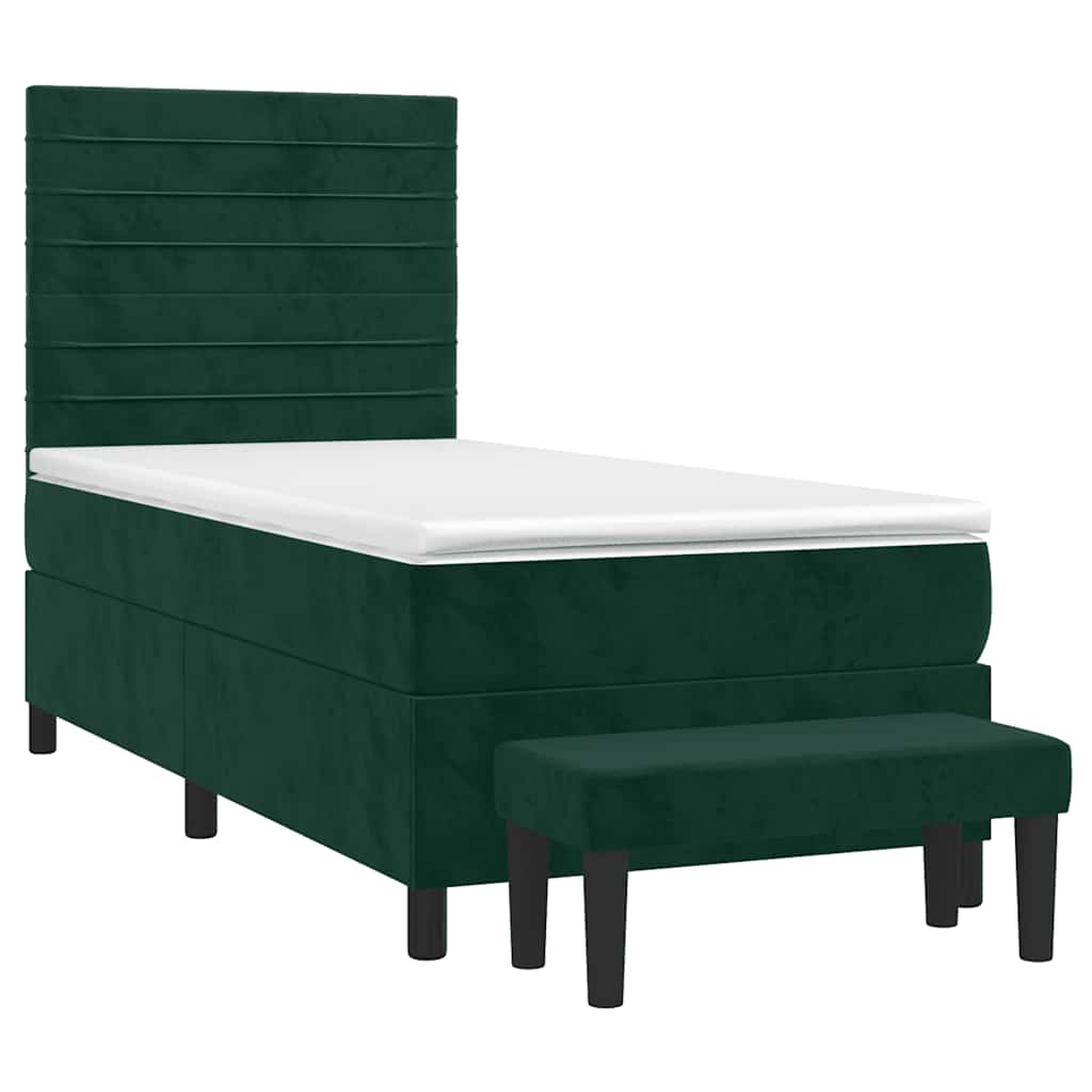 Giroletto a Molle con Materasso Verde Scuro 90x200 cm Velluto | homemem39