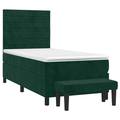 Giroletto a Molle con Materasso Verde Scuro 90x200 cm Velluto | homemem39