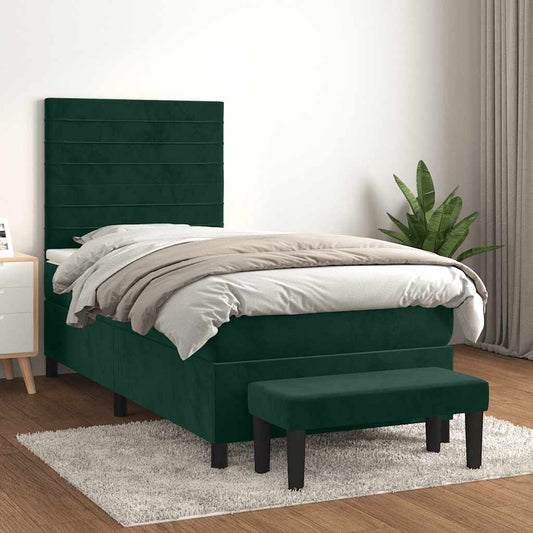 Giroletto a Molle con Materasso Verde Scuro 90x200 cm Velluto | homemem39