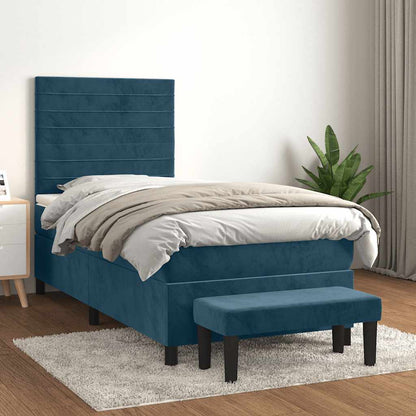 Giroletto a Molle con Materasso Blu Scuro 100x200 cm in Velluto