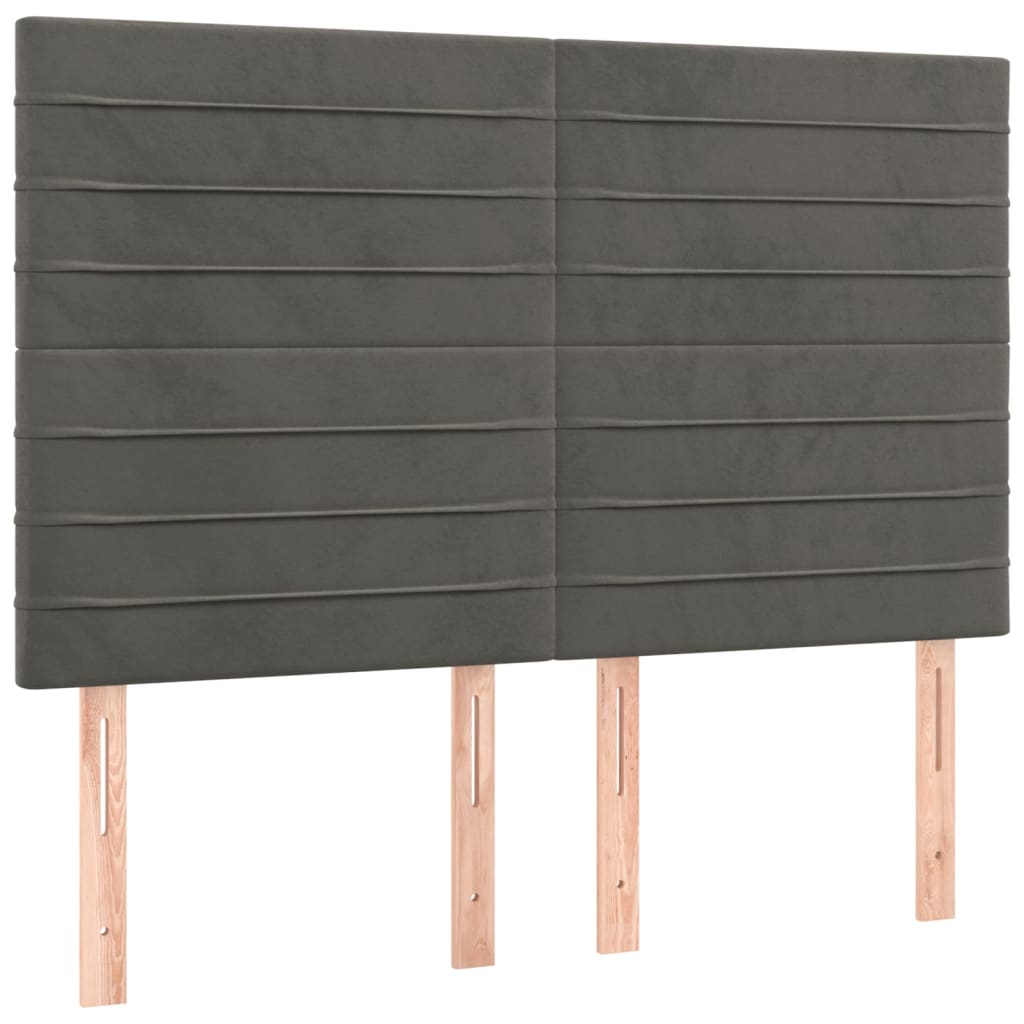 Giroletto a Molle con Materasso Grigio Scuro 140x200 cm Velluto