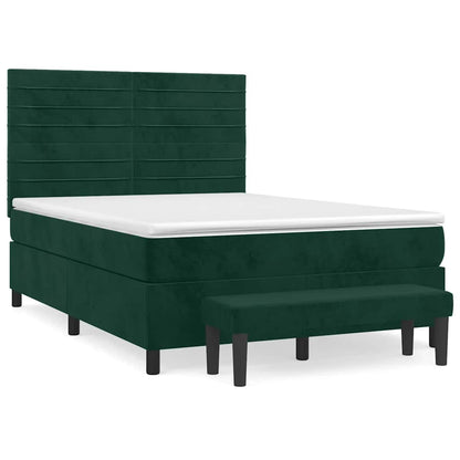 Giroletto a Molle con Materasso Verde Scuro 140x200 cm Velluto | homemem39