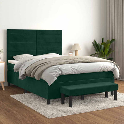 Giroletto a Molle con Materasso Verde Scuro 140x200 cm Velluto | homemem39