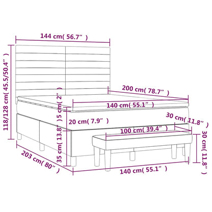 Giroletto a Molle con Materasso Blu Scuro 140x200 cm in Velluto | homemem39