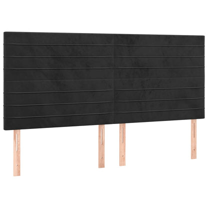 Giroletto a Molle con Materasso Nero 160x200 cm in Velluto