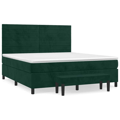 Giroletto a Molle con Materasso Verde Scuro 160x200 cm Velluto | homemem39