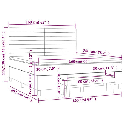 Giroletto a Molle con Materasso Blu Scuro 160x200 cm in Velluto | homemem39