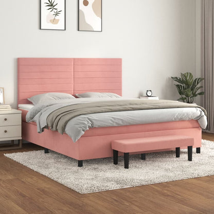 Giroletto a Molle con Materasso Rosa 160x200 cm in Velluto | homemem39