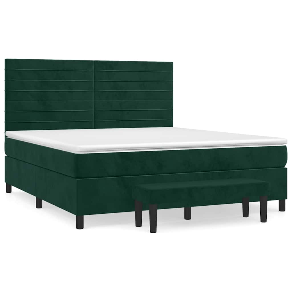Giroletto a Molle con Materasso Verde Scuro 180x200 cm Velluto | homemem39