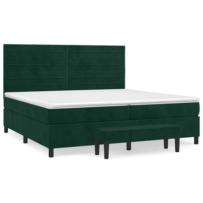 Giroletto a Molle con Materasso Verde Scuro 200x200 cm Velluto