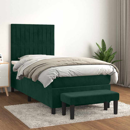 Giroletto a Molle con Materasso Verde Scuro 80x200 cm Velluto | homemem39