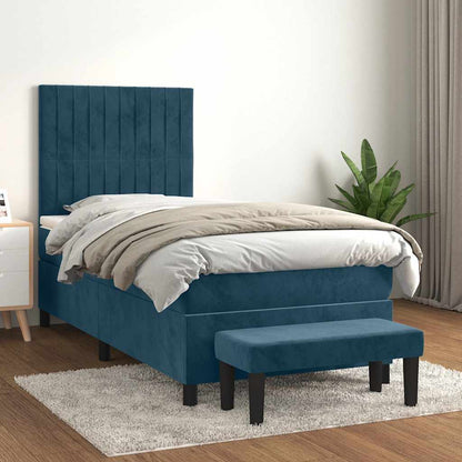 Giroletto a Molle con Materasso Blu Scuro 80x200 cm in Velluto | homemem39