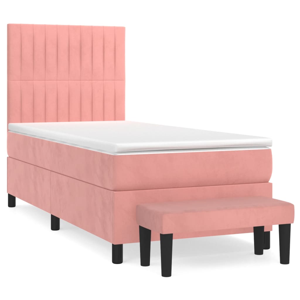 Giroletto a Molle con Materasso Rosa 80x200 cm in Velluto